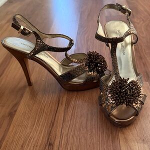 ANTONIO MELANI Metallic Gold and Brown Sandals